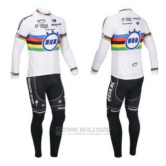 2013 Fahrradbekleidung UCI Weltmeister Lider Quick Step Trikot Langarm und Tragerhose